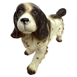 Vtg FAIRYLAND Japan English Spaniel Dog Figurine 10” Ceramic Porcelain Spotted